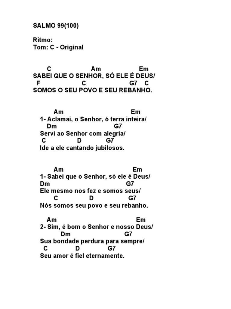 Cifras e Letra do Salmo 99/100 | PDF