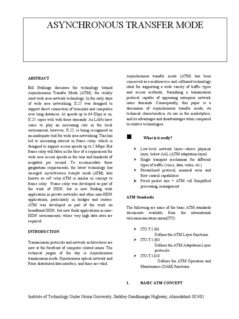 Asynchronous Transfer Modes | PDF | Asynchronous Transfer Mode ...
