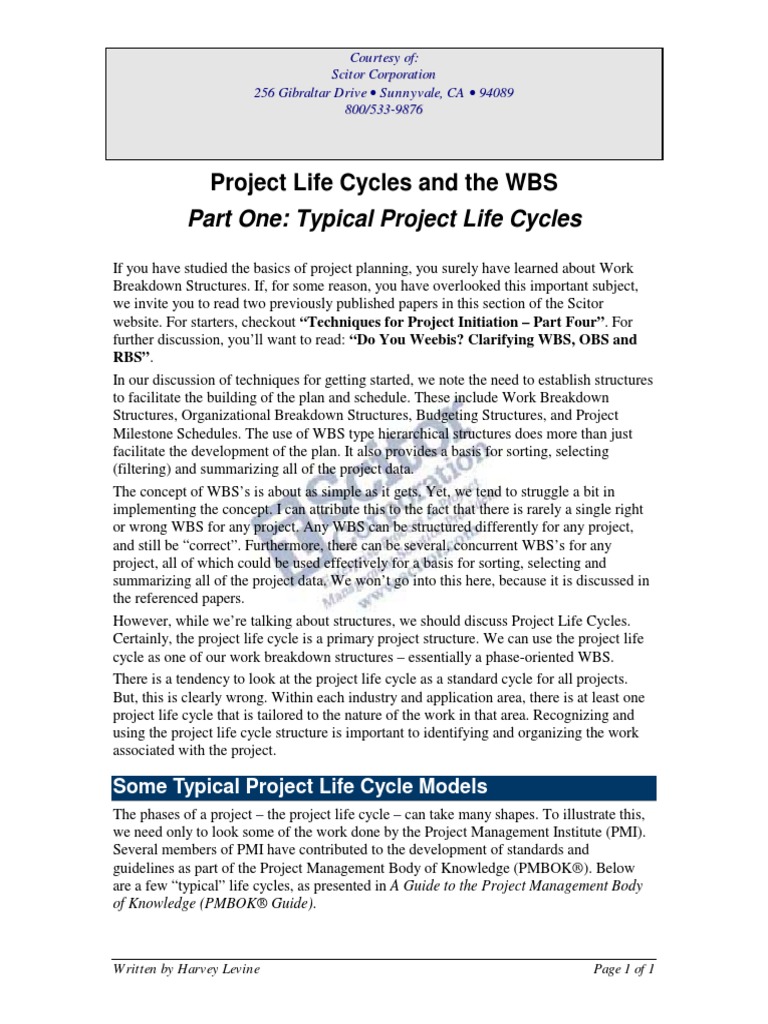 Project LifeCycles WBS P1 | PDF | Project Management | Computing