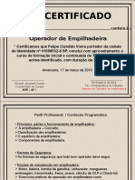 Certificado de Operador de Empilhadeira