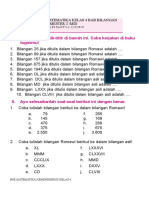 Soal UH Bilangan Romawi Matematika Kelas 4 Semester 2