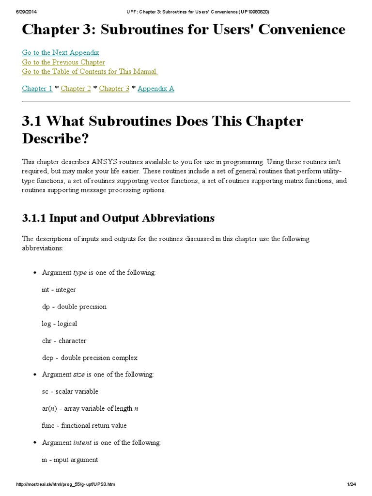 ANSYS User Subroutines Guide | PDF | Parameter (Computer Programming ...