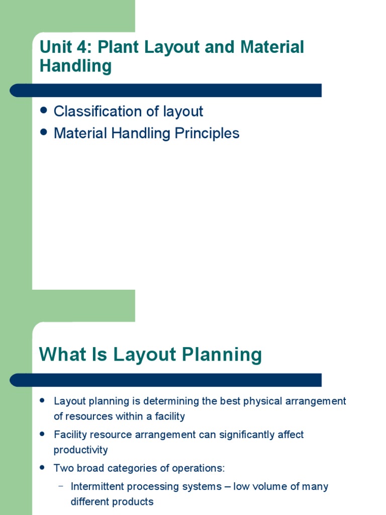 Unit 4: Plant Layout and Material Handling | PDF | Economies ...