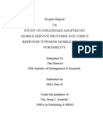 A Project Report On Study On Strategies Adopted by Mobile Service Provider and User'S Response Towards Mobile Number Portability