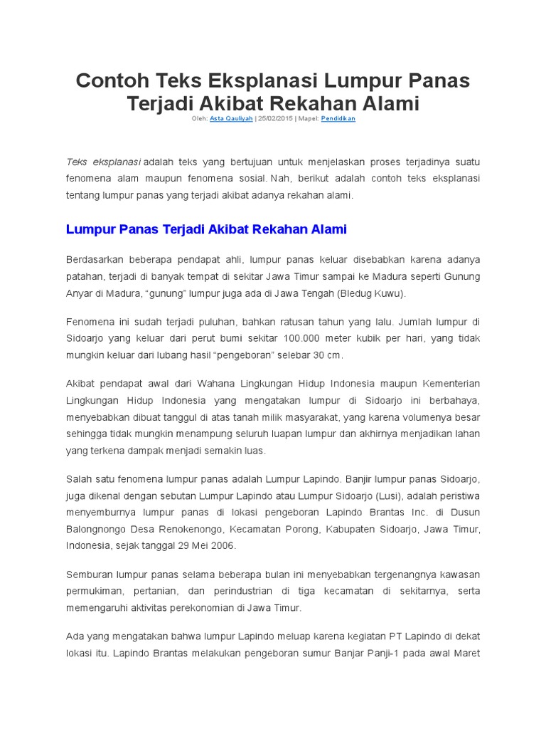 Contoh Teks Eksplanasi Tentang Fenomena Alam Aneka Macam