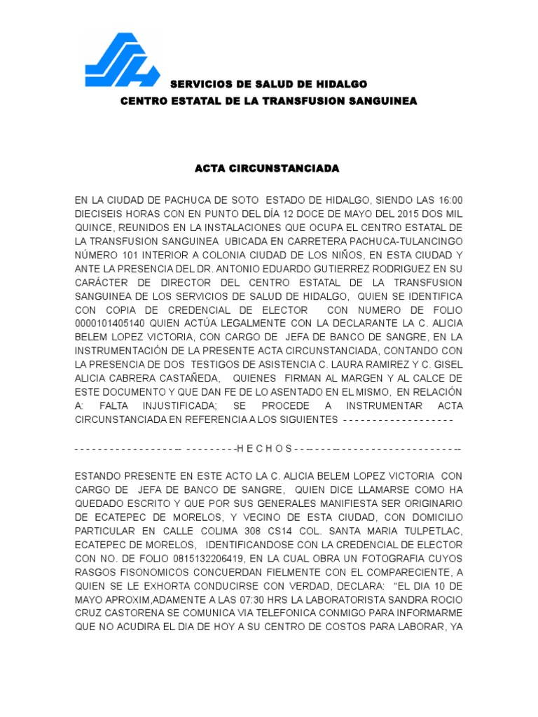 Acta Circunstanciada de Hechos Política