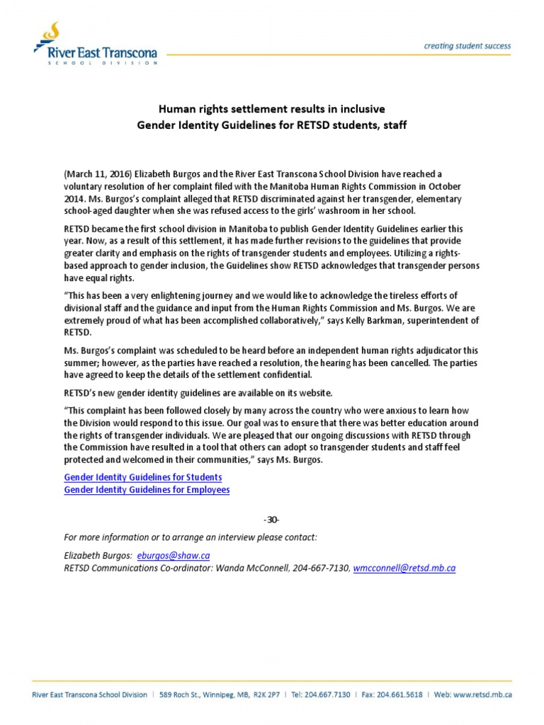 RETSD Implements Gender Identity Guidelines | PDF