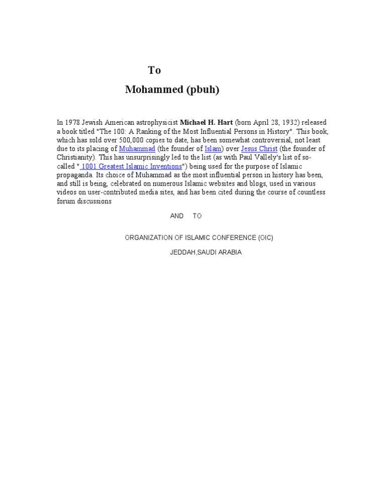 Muhammad's Influence in History Rankings | PDF | Politics | History