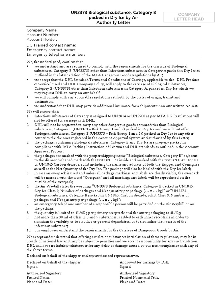 DHL Un3373 PDF Dangerous Goods Government