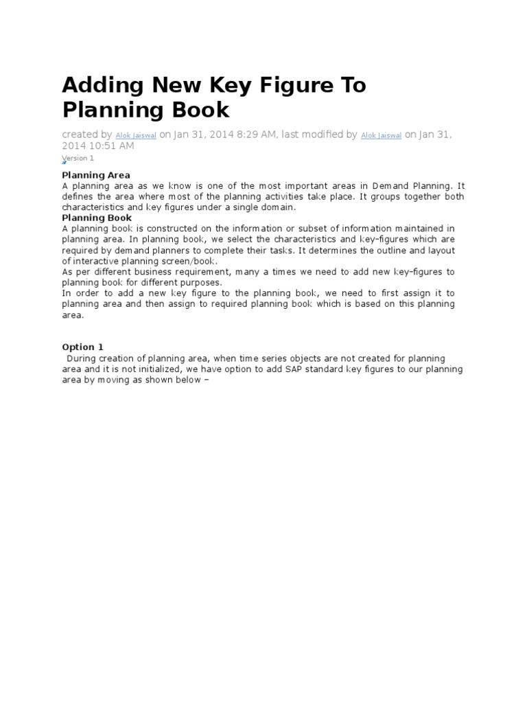 Add Key Figures to Planning Book in SAP | PDF | Time Series | Data ...