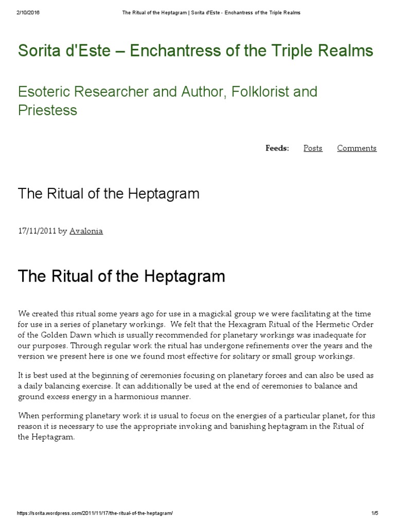 Heptagram Ritual for Planetary Workings | PDF | Religious Belief And ...