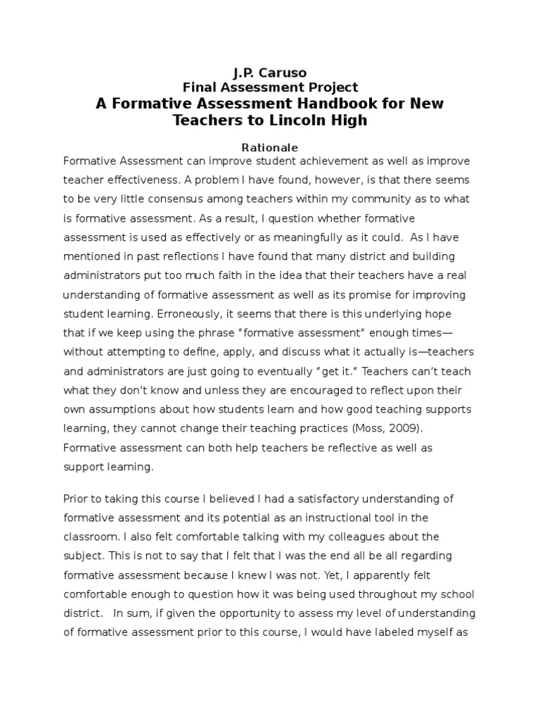 Formative Assessment Guide for New Teachers | PDF | Educational ...