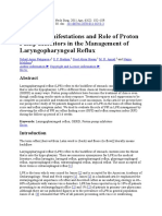 Clinical Manifestations and Role of Proton Pump Inhibitors in The Management of Laryngopharyngeal Reflux