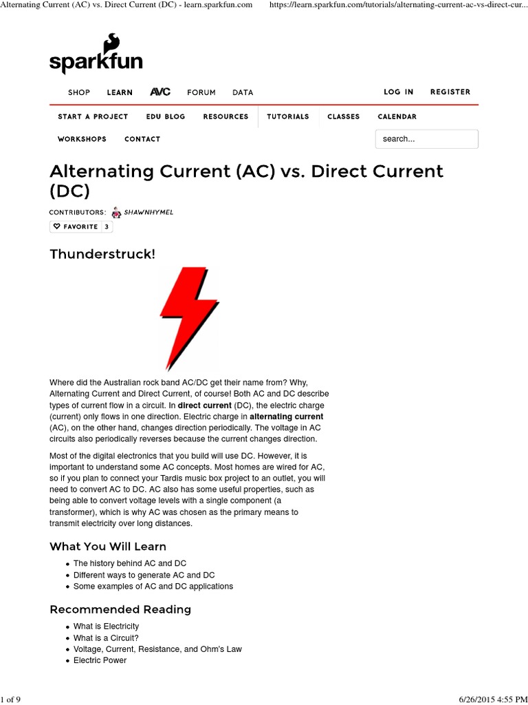 Alternating Current (AC) vs. Direct Current (DC) SF PDF