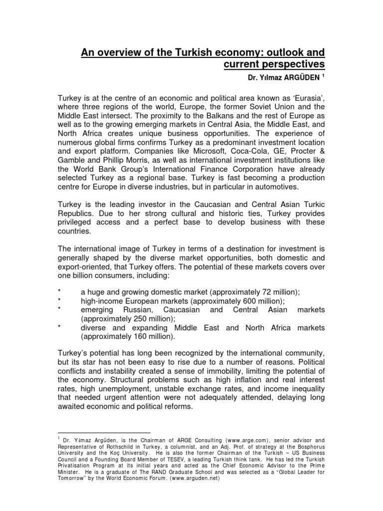 Overview of Turkish Economy | PDF | Turkey | European Union