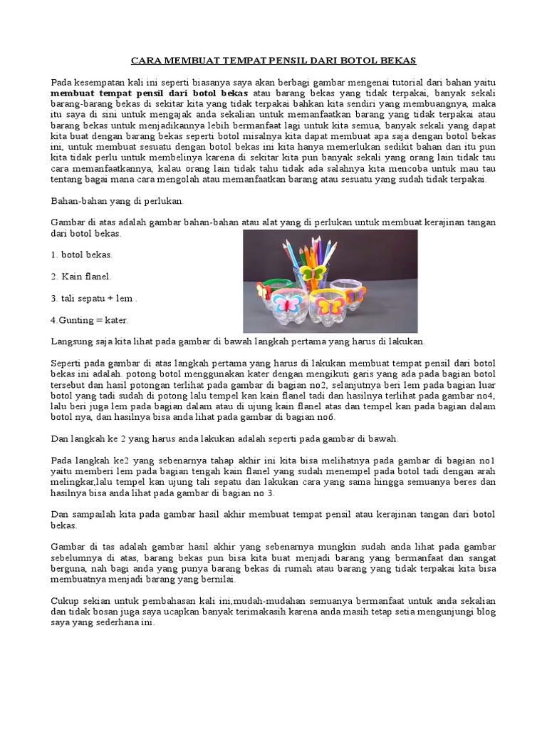 Contoh Teks Rekaman Percobaan Membuat Tempat Pensil
