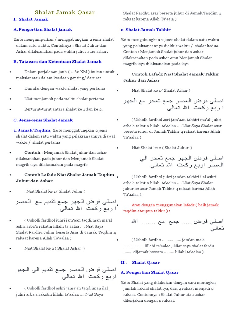 Shalat Jamak Qasar