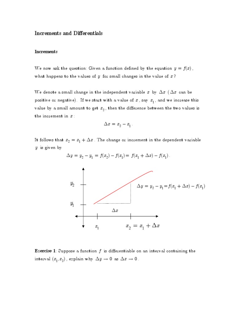 Calculus 2 Increments and Differentials PDF Derivative Function
