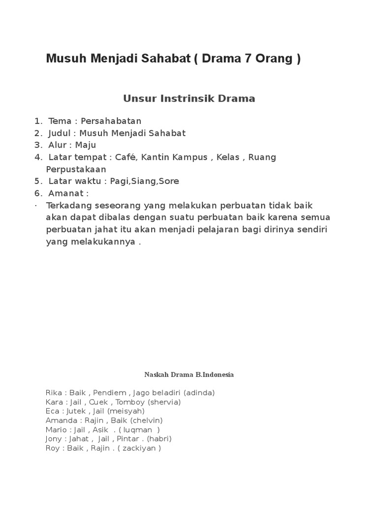 Musuh Menjadi Sahabat Drama 7 Orang