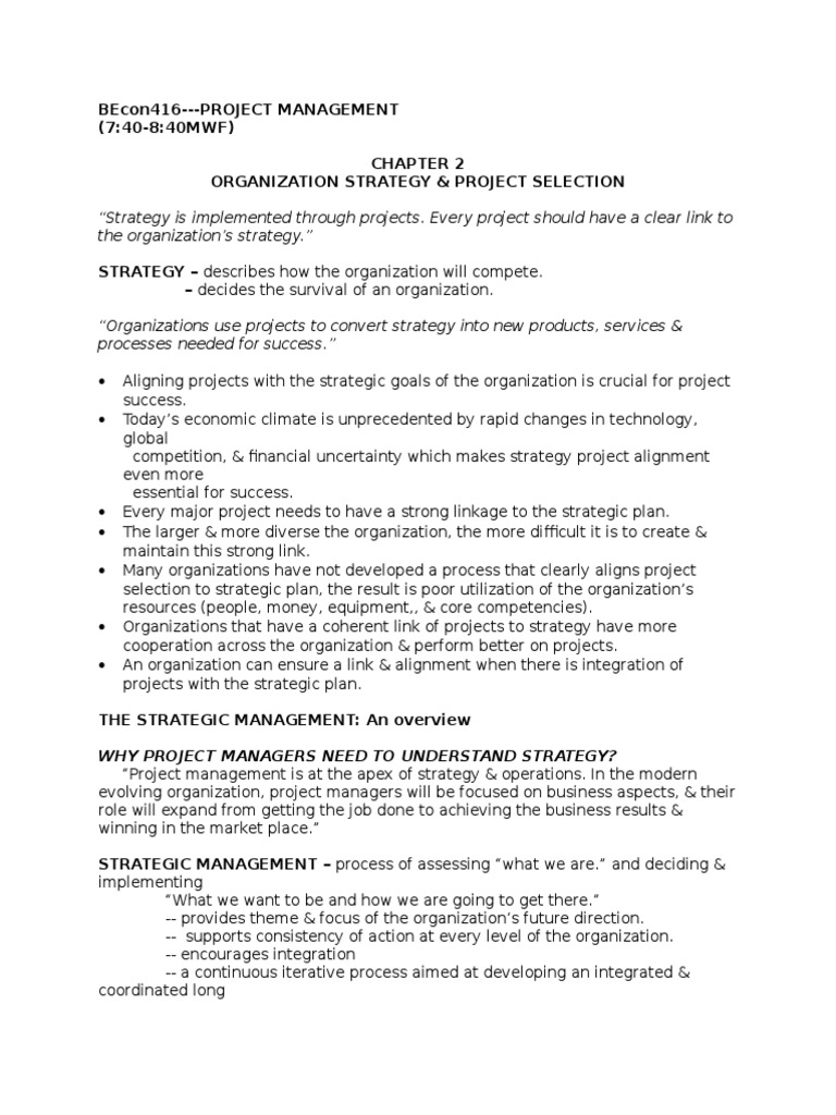 Aligning Projects with Strategy | PDF | Strategic Management | Scenario ...