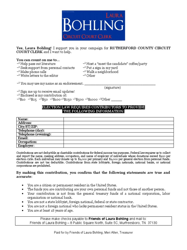 Campaign Volunteer Form | PDF | Politics