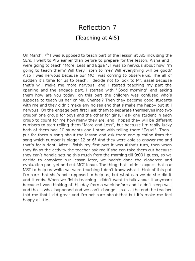 Reflection 7 | PDF | Language Arts & Discipline | Self-Improvement