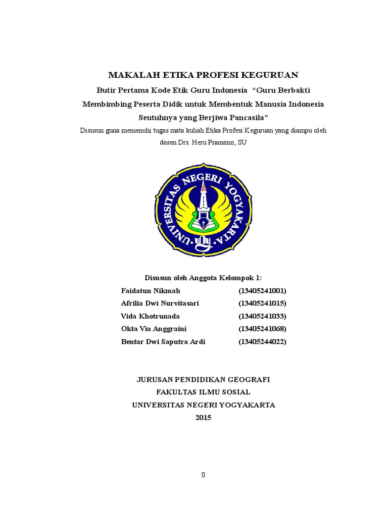 Makalah Etika Profesi Guru Pdf Contoh Makalah