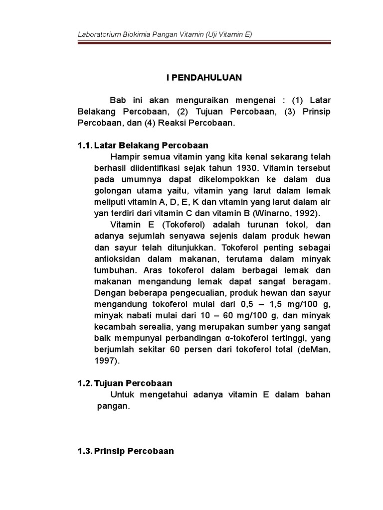Laporan Biokimia Vitamin E