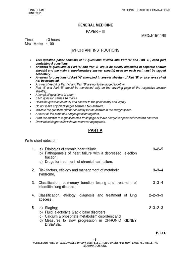General Medicine Exam Paper June 2015 | PDF | Rheumatoid Arthritis ...