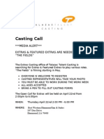 Casting Call: MEDIA ALERT Extras & Featured Extras Are Needed For "The Fields"