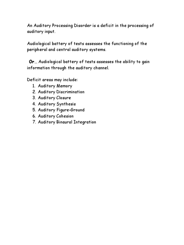 Auditory Processing | PDF | Wellness | Science & Mathematics