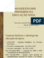 MANIFESTO DOS PIONEIROS DA EDUCAÇÃO NOVA