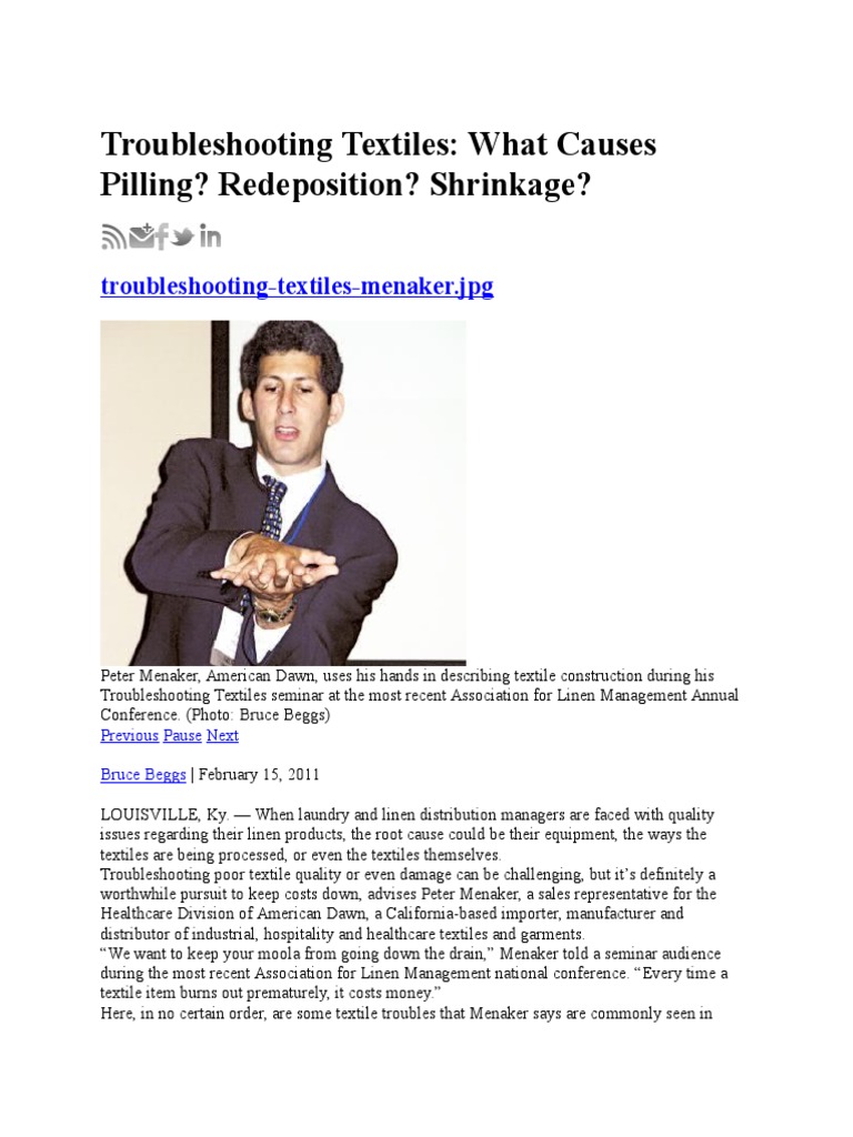 Troubleshooting Textiles What Causes Pilling Redeposition Shrinkage