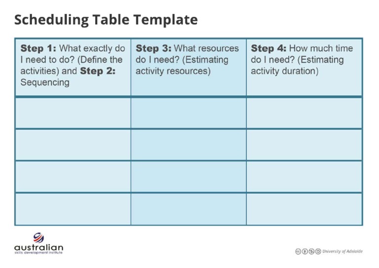 Scheduling Table | PDF