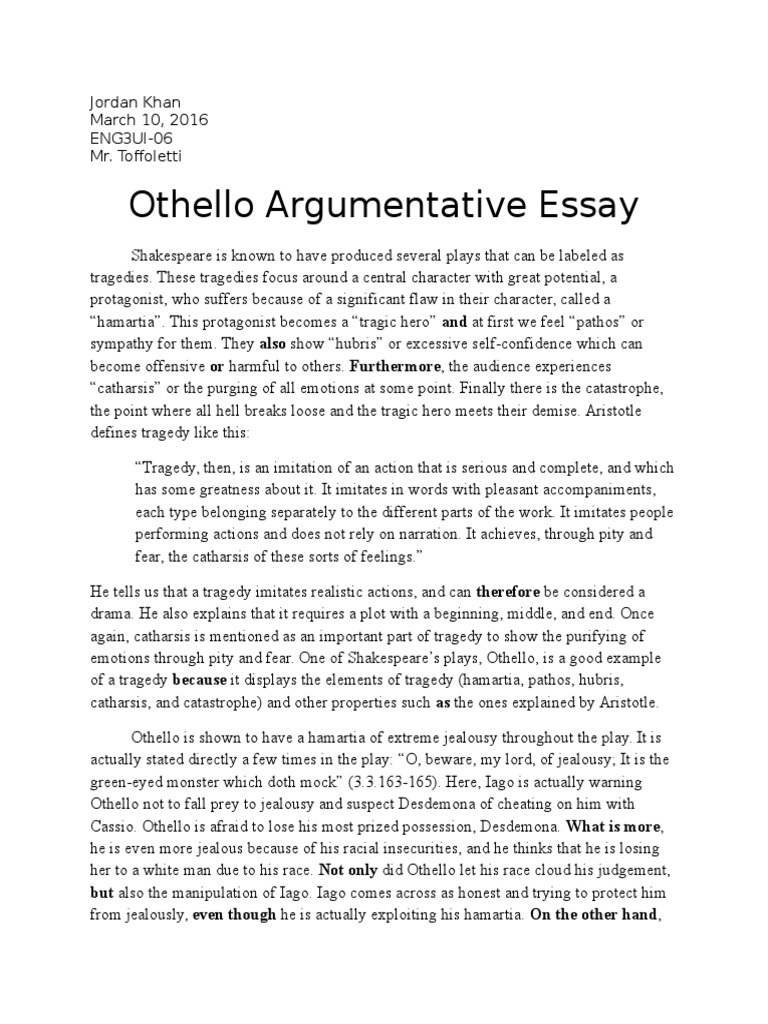 othello argumentative essay topics