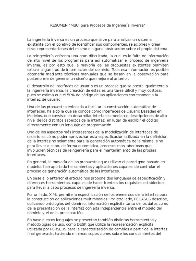 Resumen MBUI | PDF | Interfaz de usuario | Interfaces gráficas de usuario