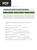 Write The Words in The Correct Column.: 2. Complete The Following Sentences Using The Correct Form of The Verbs and On