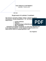 Requirement of Academic Consultants: Yogi Vemana University