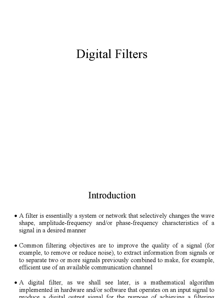 Digital Filters PDF Filter (Signal Processing) Digital Signal