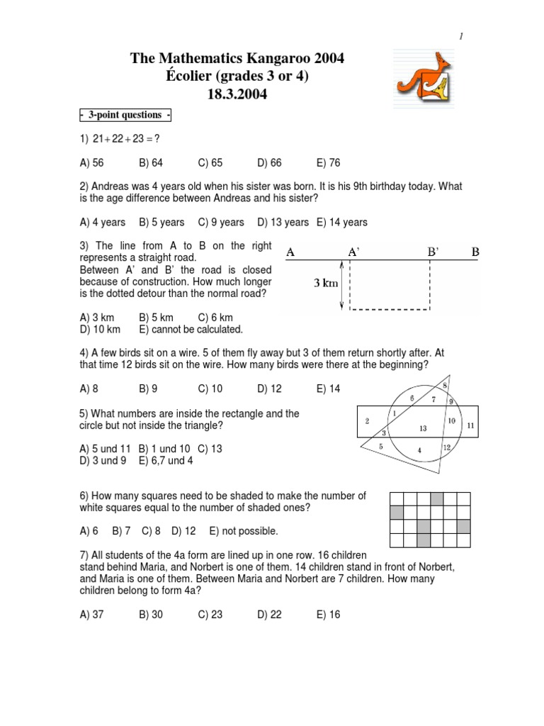 Math kangaroo 2018 questions and answers picture