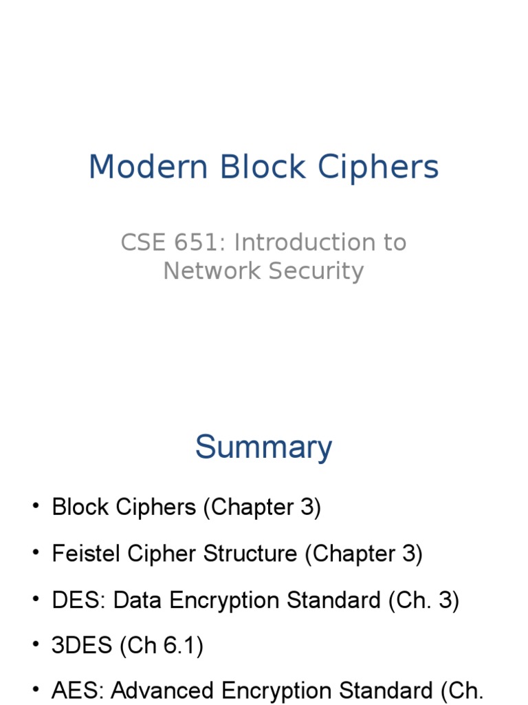 Modern Block Ciphers: CSE 651: Introduction To Network Security | PDF ...