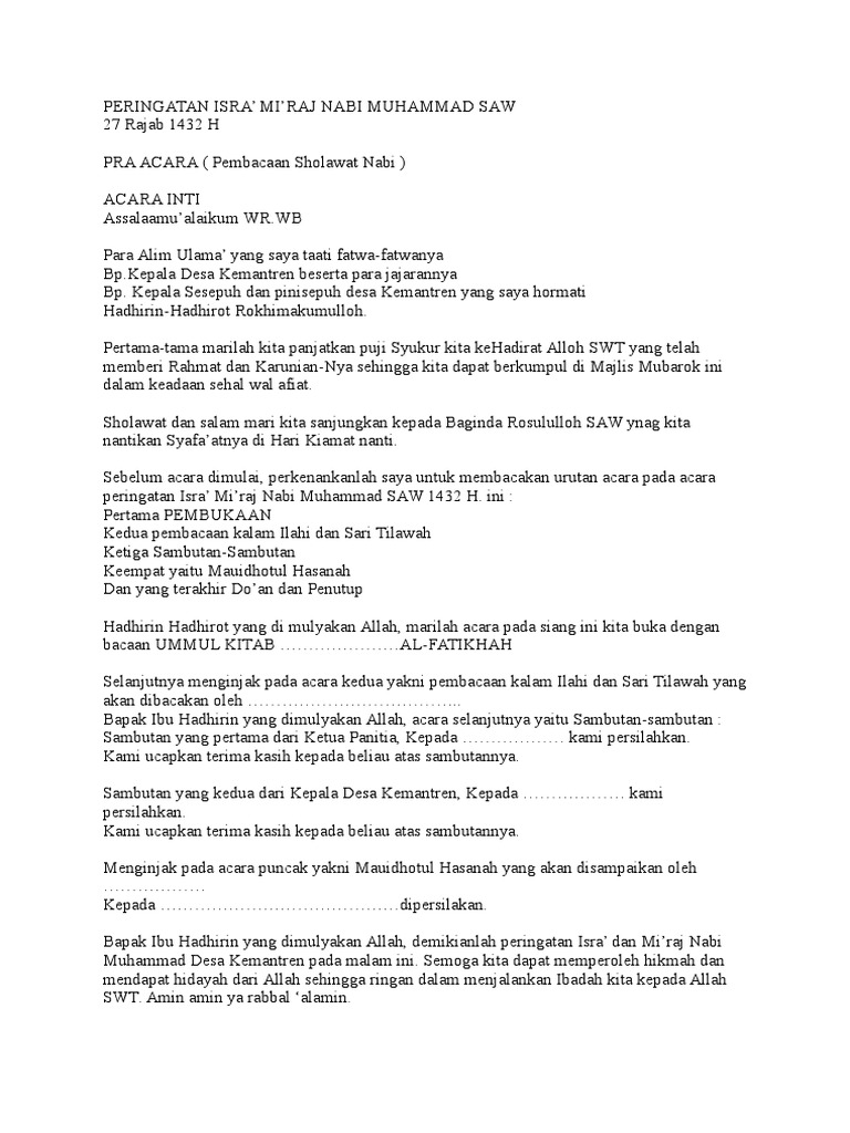 Teks Mc Isra Mi Raj