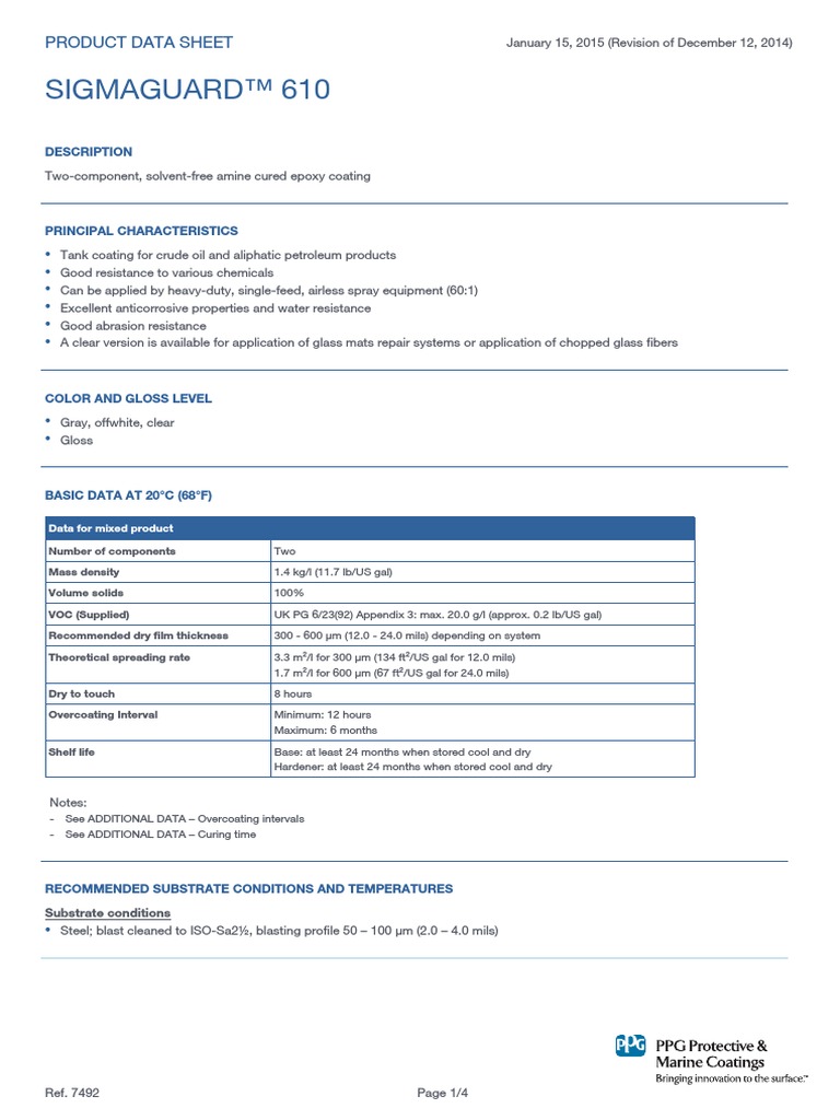 Sigmaguard™ 610: Product Data Sheet | PDF
