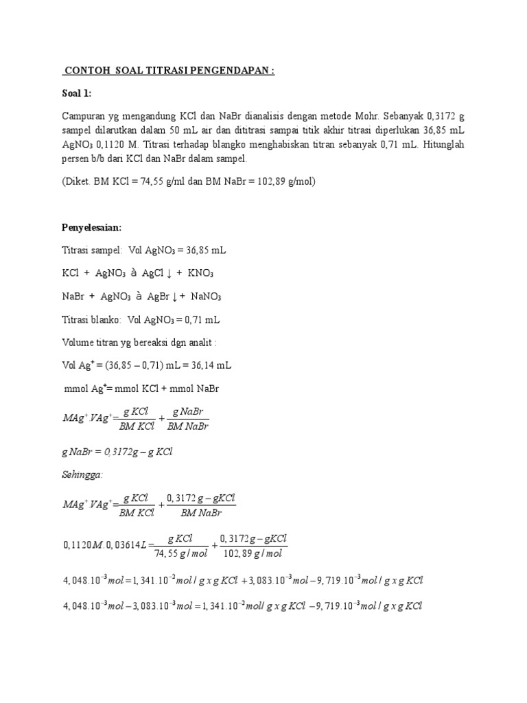 Contoh Soal Titrasi Pengendapan