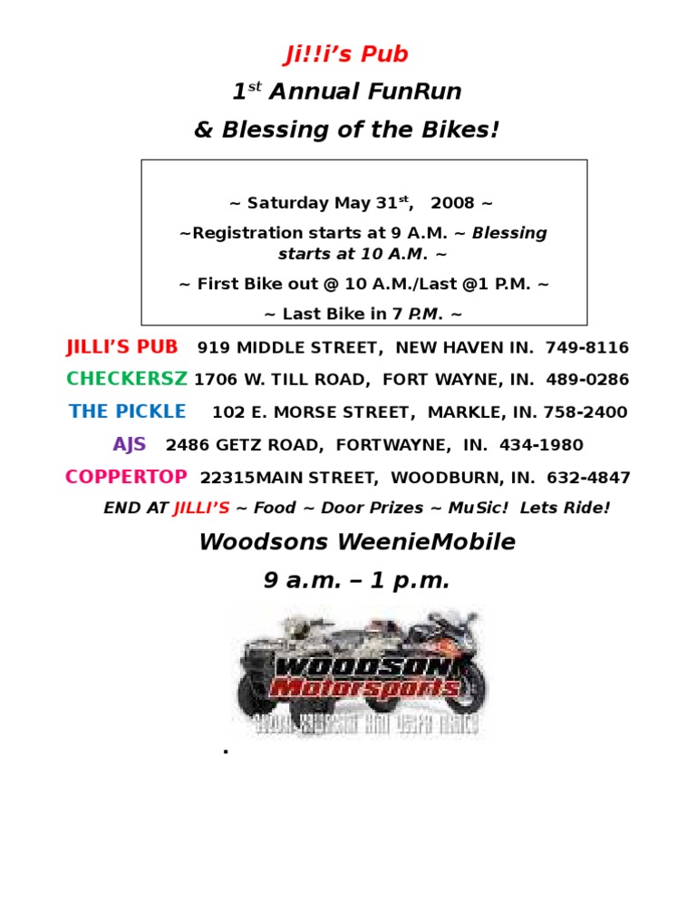 Ji!!i’s Pub Fun Run & Bike Blessing | PDF