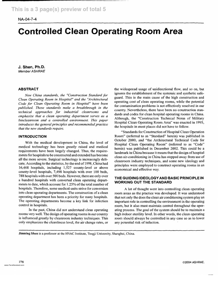 Clean Operating Room Standards in China | PDF | Hvac | Air Conditioning