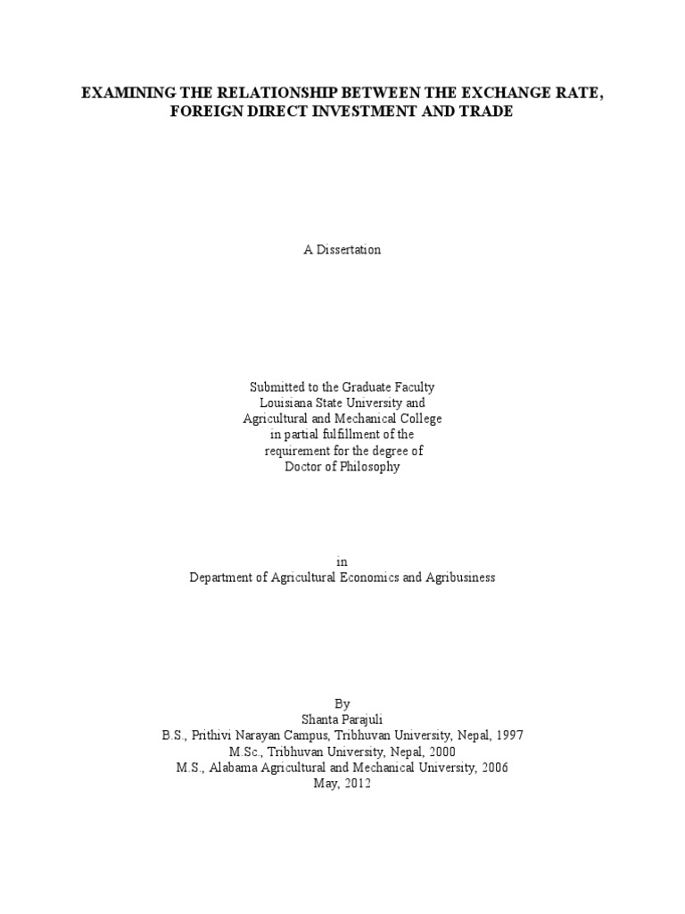 phd thesis of exchange rates