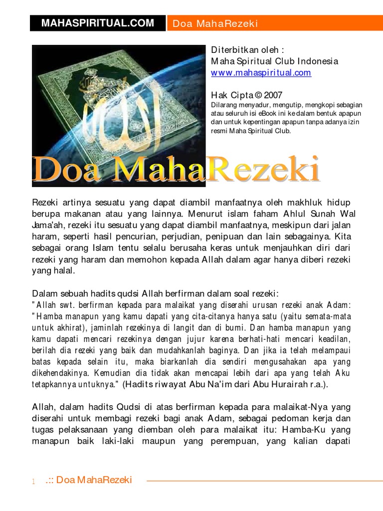 Doa Maha Rezeki