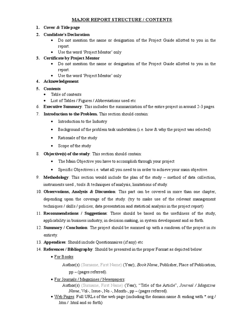 Project Report Structure Guide | PDF