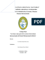 Los Bonos Como Parte de La Cartera de Inversiones Internacionales de Bolivia